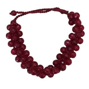 Handmade Faux Garnet Beaded Bracelet